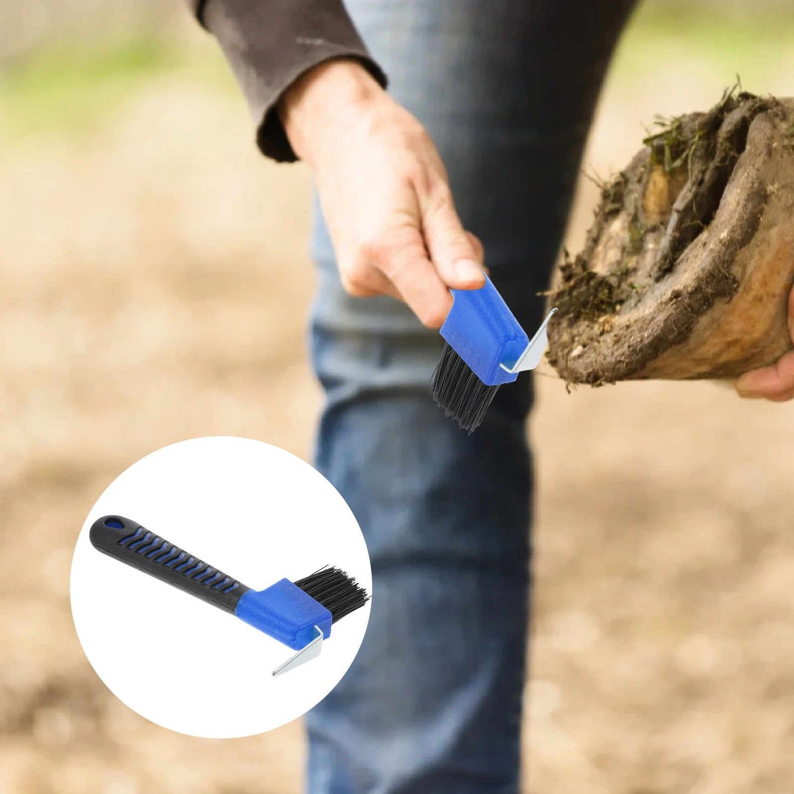 

Anti-Slip Grip Hoof Pick Rubber With Brush Nylon Horse Hoof Care Grooming Horseshoe Brush Professional Cleaning Tools