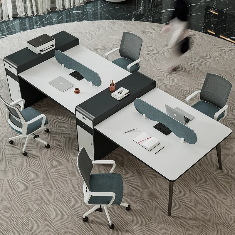 Staff office desk and chair combination, simple modern desk staff space, office four or six person computer desk, card space