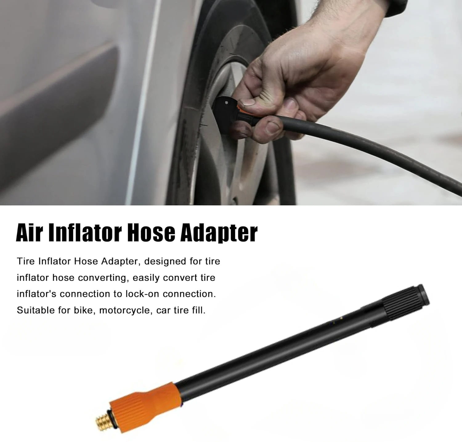 Tire Pump Accessories Portable Air Pump M6 Thread Extension Inflation Tube Standard Tire Valve With Fine Teeth For M6 Car Bicycle Motorcycl Thread Integrated