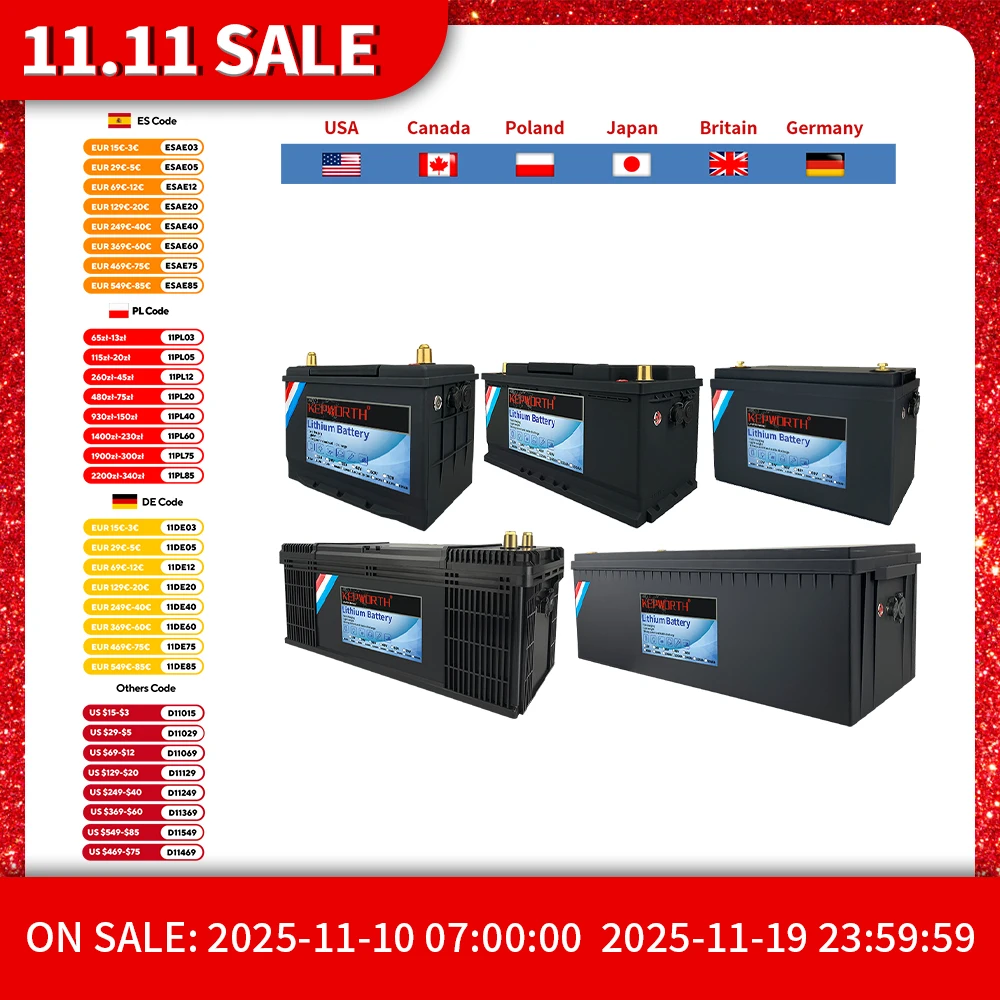 แบตเตอรี่ลิเธียมไอรอนฟอสเฟต LiFePO4 12V 24V 48V พร้อมระบบ BMS ความจุ 50 100 120 135 180 230Ah 300Ah สำหรับรถกอล์ฟ รถบ้าน พลังงานแสงอาทิตย์ 1