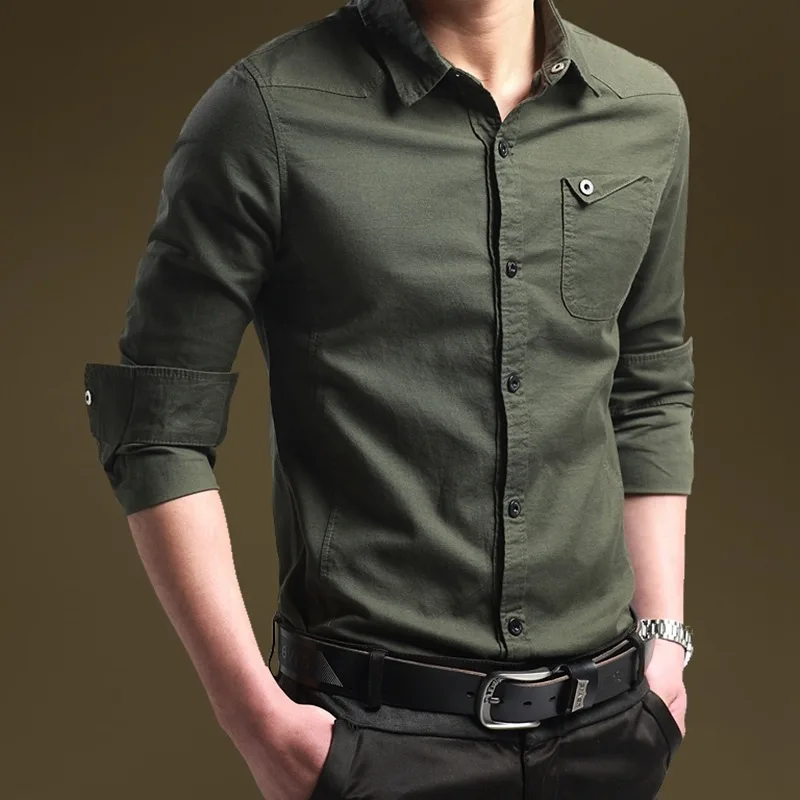 2024 New Cotton Male Long Sleeve Men Slim Fit Korean Style Versatile Business Casual Shirt Casual Large Size Solid Color T-shirt
