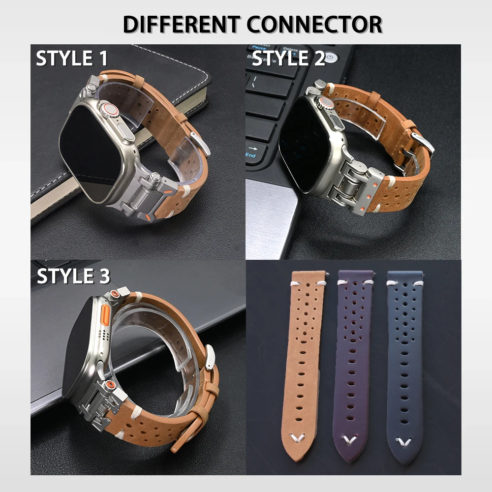 Luxury Leather Band for Apple Watch Ultra 2 49mm Series 10