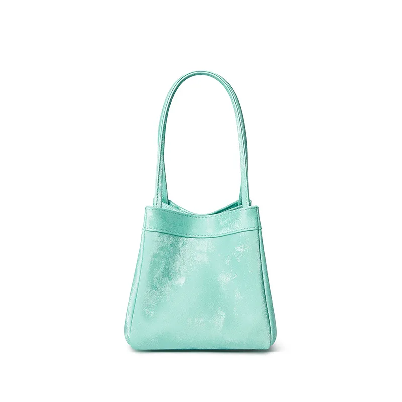 thumbnail image 1 of Fashion Silk Women Bucket Bag Luxury Suede Cowhide Leather Female Party Handbag Lady Shopping Shoulder Bag With Top Handles, 1 of 5