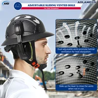 Carbon Fibre Full Brim Safety Cap with Earmuffs