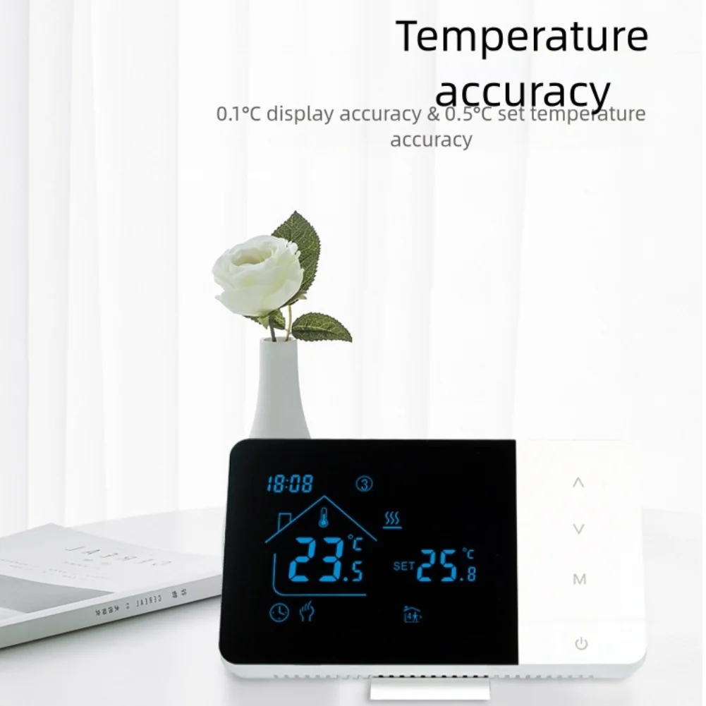 เทอร์โมสตัทหม้อต้มน้ำแบบไร้สายสำหรับทำความร้อนและความเย็นพร้อมระบบควบคุมด้วยเสียงและการทำงานของแอพระยะไกลที่เข้ากันได้กับทูย่า 1