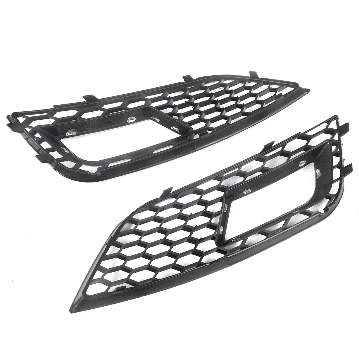 Pair Honeycomb Style Fog Light Cover For 2013-2016 Audi A4 B8.5 Standard Bumper