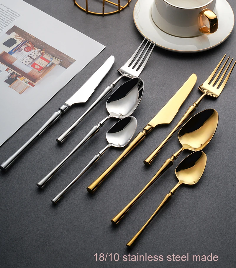 Description Picture 4 of itemTableware Sets Stainless Steel Cutlery Set 24 Pcs Silverware Dinnerware Set Forks Knives Spoons Tea Spoons Dishwasher Safe