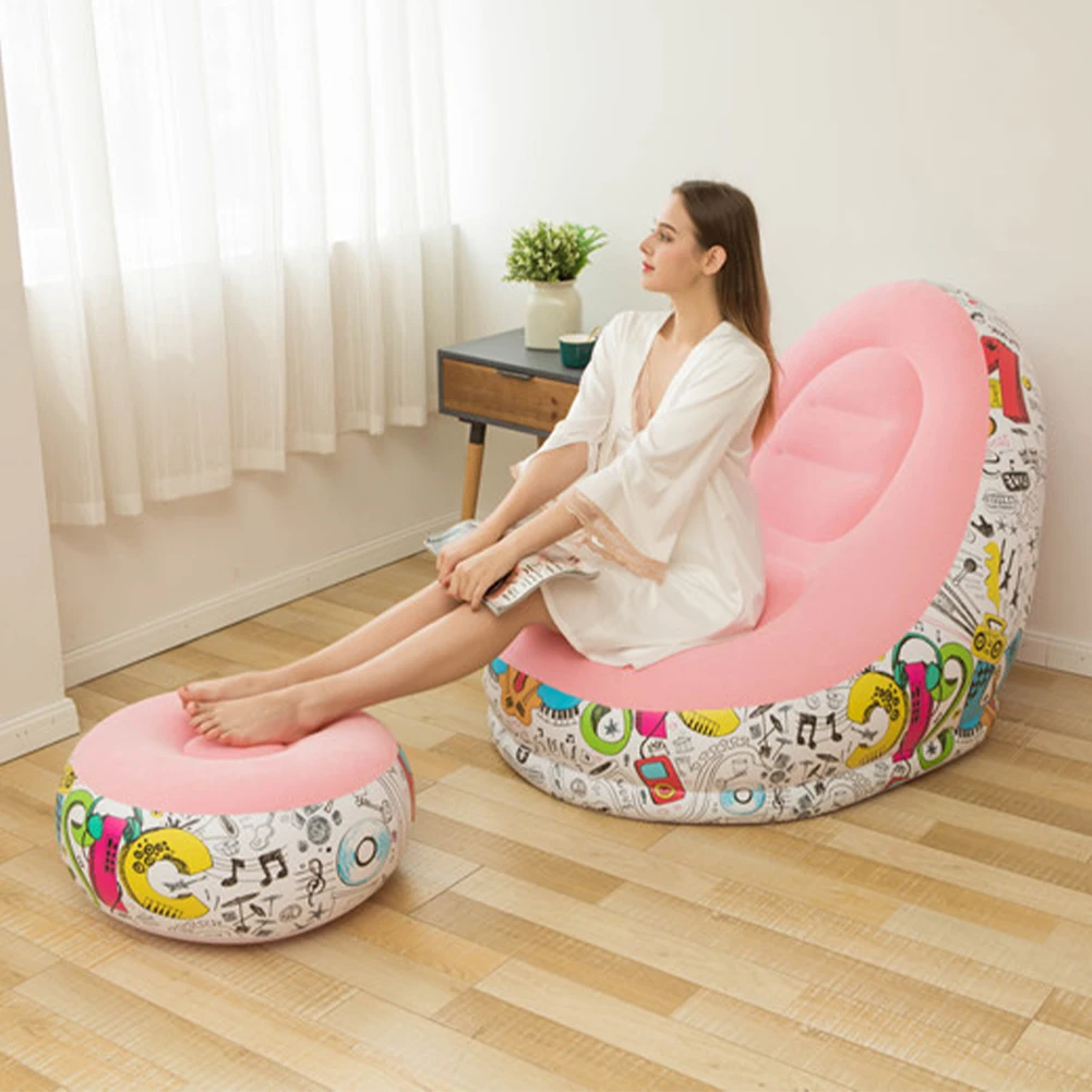 

Indoor Seats Lazy Sofa Portable Bedroom Air Inflatable Bean Bag Chair Set Lounge Couch Foot Stool Living Room Outdoor Home Decor