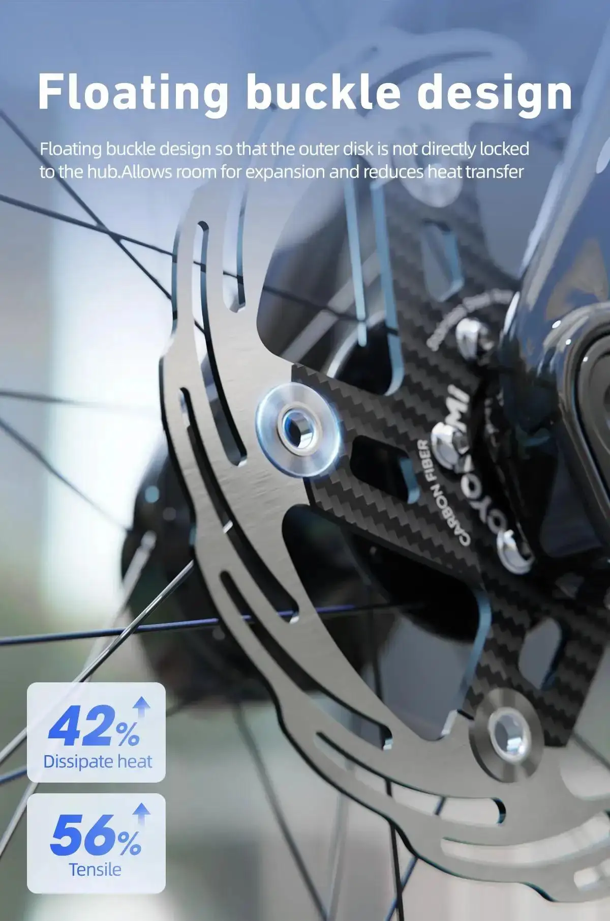 CYCLAMI Fahrrad Scheibenbremse 160/180mm Fahrrad Schwimmender Rotor Kohlefaser 6-Loch Ultraleichte Straße Mountainbike Bremsscheibe Bremse. – Detail 4
