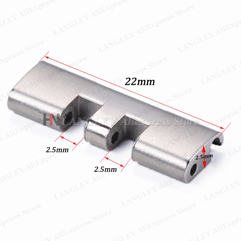 Curved End Link Stainless Steel Adapter for 20mm/22mm Watch Bands (2pcs)