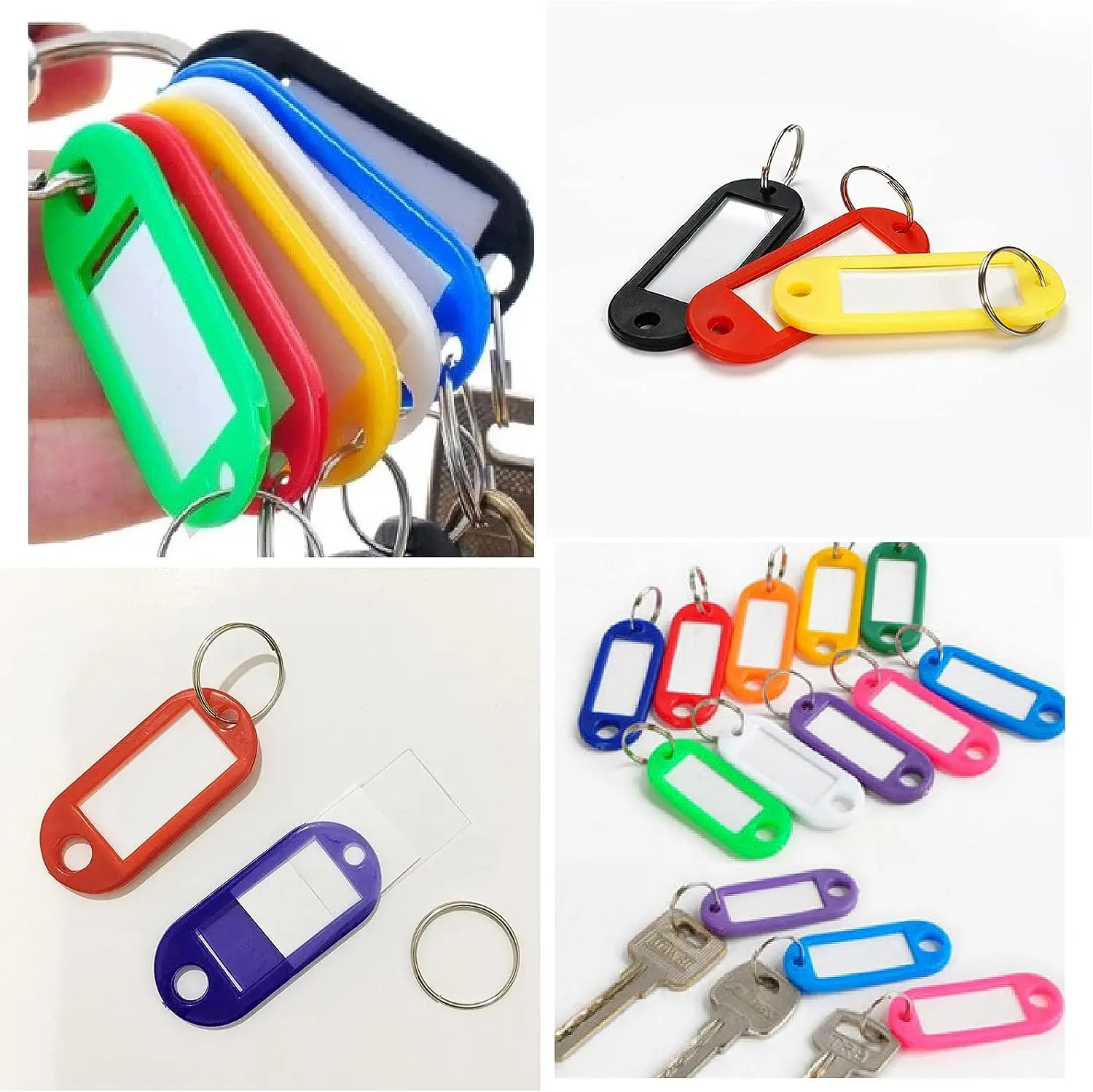 50/10Pcs Plastic Keychain Key Tags Id Label Name Tags With Split Ring For Baggage Key Chains Key Rings