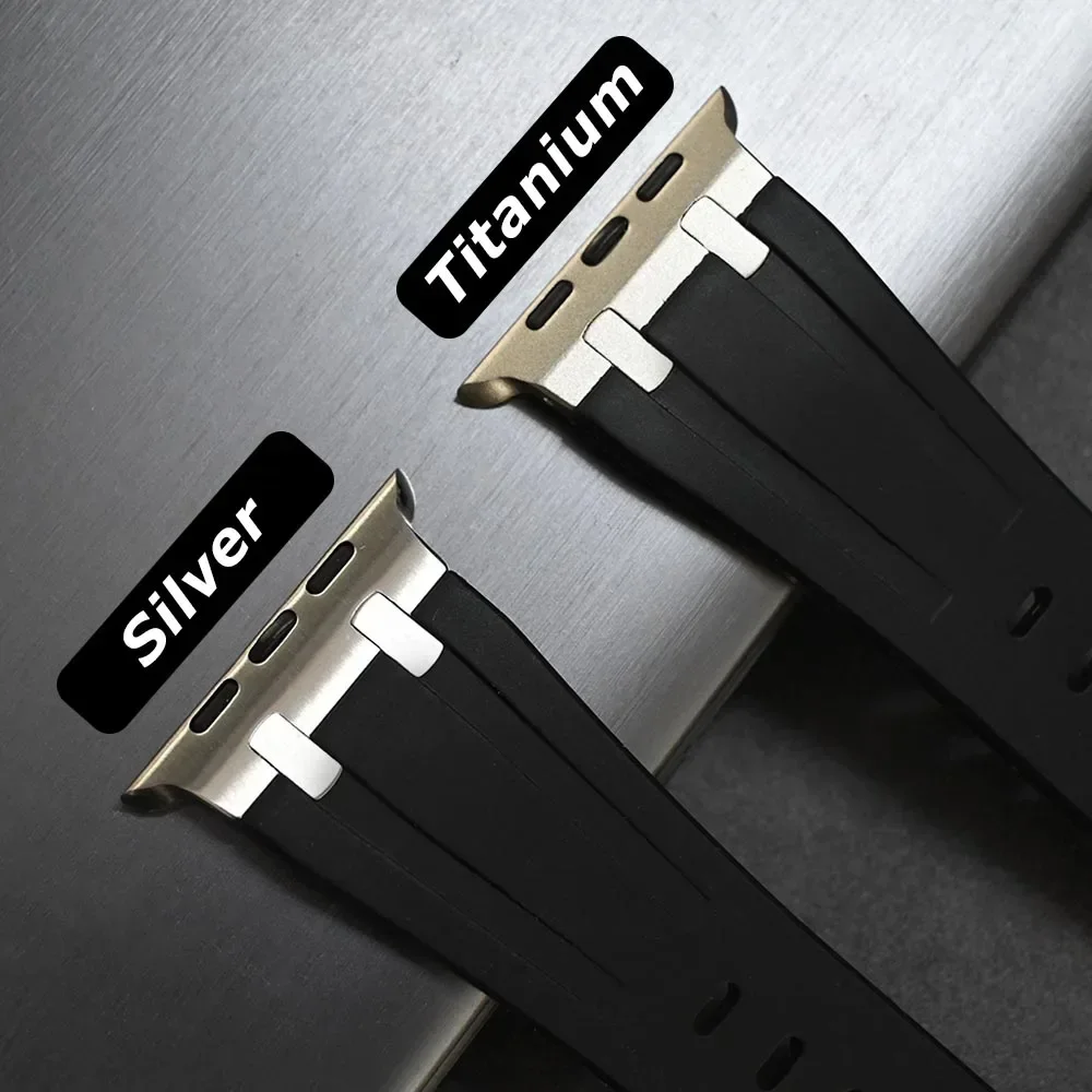 Titanium Color Silicone Band For Apple Watch Ultra 2 49mm Series 9 45mm Strap For iWatch 8 7 6 5 SE 4 44mm 42mm Sports Bracelet