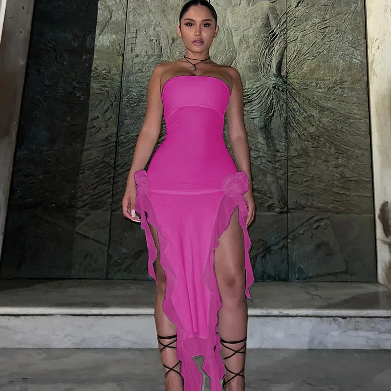 

Women's Dress Elegant Party Dresses Flounce Sexy Y2k Traf Long Evening Dress Luxury Woman Clothing Bud Formal Clothes Applique