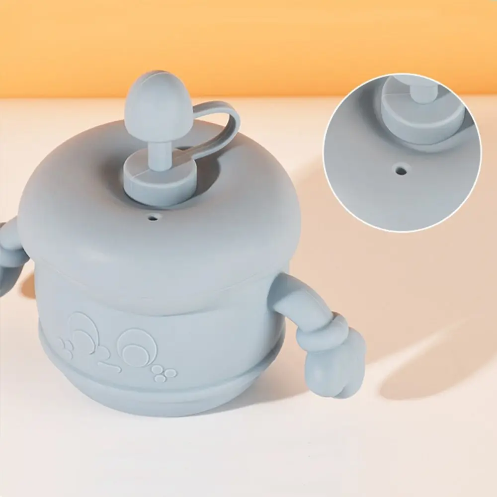 창의적인  훈련용 컵, 새지 않는 부드러운 실리콘 용 빨대 물병, 휴대용 이중 손잡이 용 빨대컵