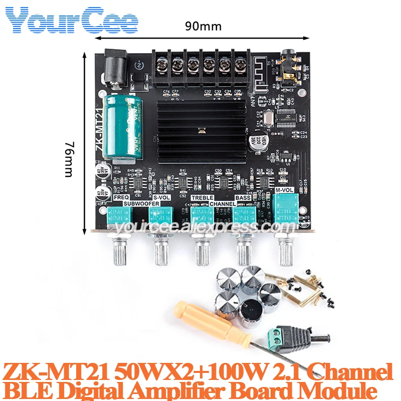 専用(12.1まで) ZK-MT21 50WX2+100W 2.1 Channel Subwoofer Amplifier Board Module