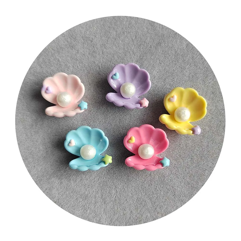 

17*18mm Cute Color Pearl Shells Flat Back Resin Cabochons Scrapbooking Earring Findings Hair Bows Center Slime Charms