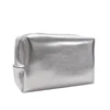 New Fashion Silver Soft Leather Clutch Cosmetic Bag Travel Portable Bathroom Organizer Storage Makeup Bag Toilet Bag Pouch 3
