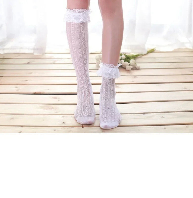 1 Paar neue Spitze schöne Mädchen Socken weiche süße Frauen weiße Strümpfe Kniestrümpfe 2024 – Detail 6