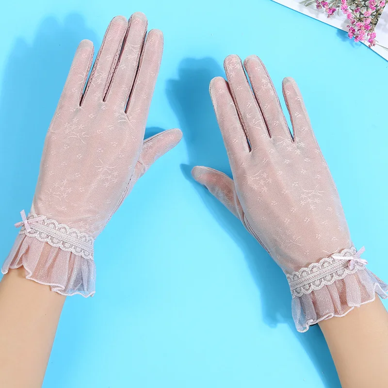 

Перчатки женские из вискозы, тонкие кружевные эластичные дышащие сетчатые для сенсорных экранов, для вождения, летние пикантные, мягкие