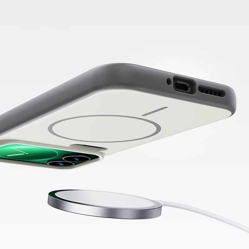 Solid Color Matte Skin Feel Shockproof Phone Case with MagSafe-Compatible Wireless Charging