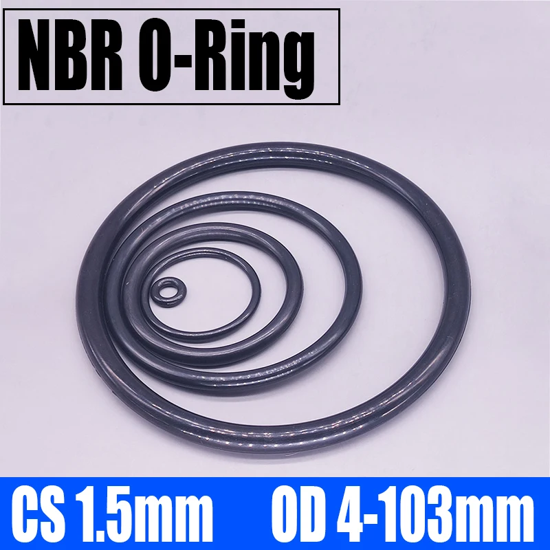 

10-50PCS NBR O Ring Seal Gasket CS 1.5mm OD 4-103mm Nitrile Butadiene Rubber Spacer Oil Resistance Washer Round Shape Black