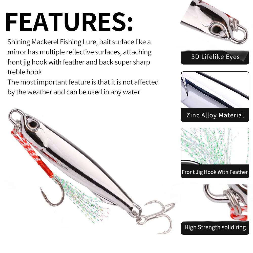 20pcs Metal Jigs Lure Set 30g 40g 60g 80g Jigbait Fishing