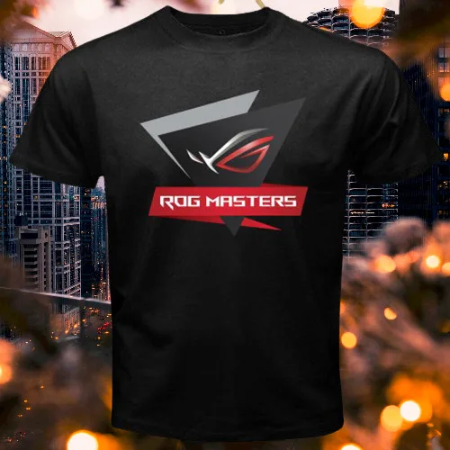 Новая рубашка Asus ROG Masters компьютерный Логотип Мужская черная футболка размер от S до 5XL