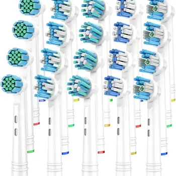 20 브러시 헤드 교체 리필, 구강 B 브라운 정밀, 치실, 크로스, 3D 클린 7000, 프로 1000, 9600, 5000, 3000/8000 호환