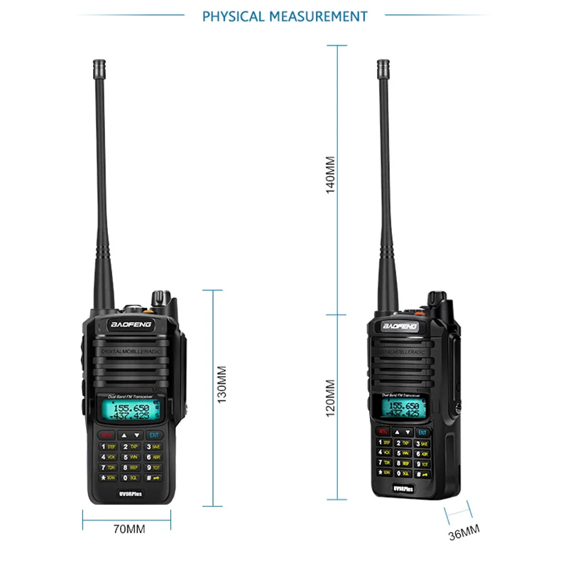 Baofeng-Waterproof Walkie Talkie, UV 9R Plus, Ham Radio, Cb Radio, Comunicador with FM Radio, 15W, 2Pcs 5