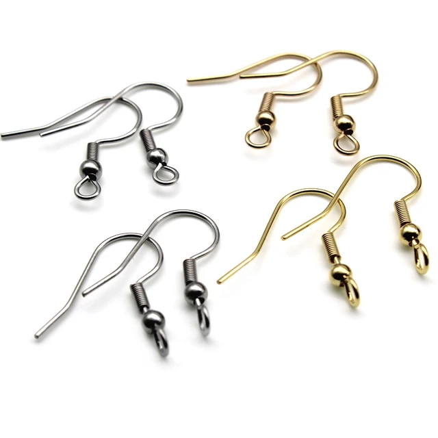 50pcs/lot Anti Allergy Stainless Steel Earring Hooks Findings  Hypoallergenic Earrings Clasp Wire Supplies For Diy