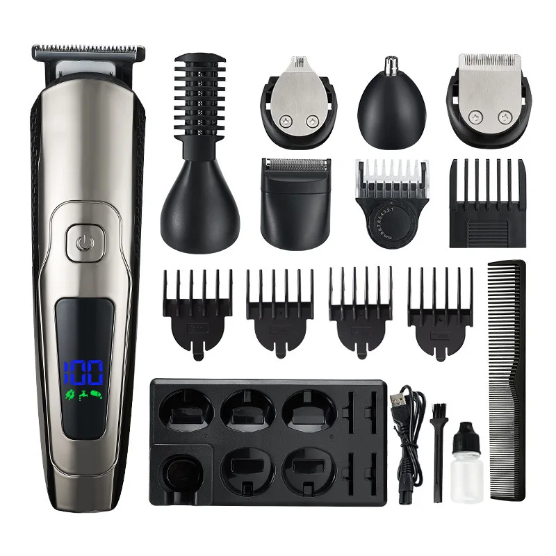 

New multi-functional hair trimmer with full body washable electric hair clipper set LCD digital display 6 in 1 hair trimmer