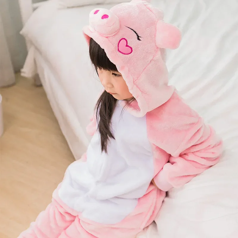 Children Onesie Kids Panda Pajamas Animal Cartoon Blanket Sleepers Halloween Costume Winter Boy Girl Licorne Christmas Jumspuit 4