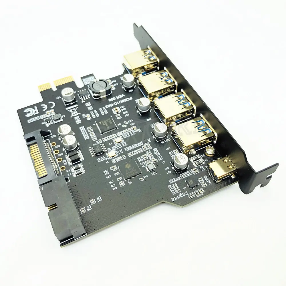 PCI Express USB 3.0 확장 카드 어댑터, PCI-E USB 3.0 허브 컨트롤러, 15 핀 전원 공급 장치, USB3.1 C타입 PCIE 확장 카드