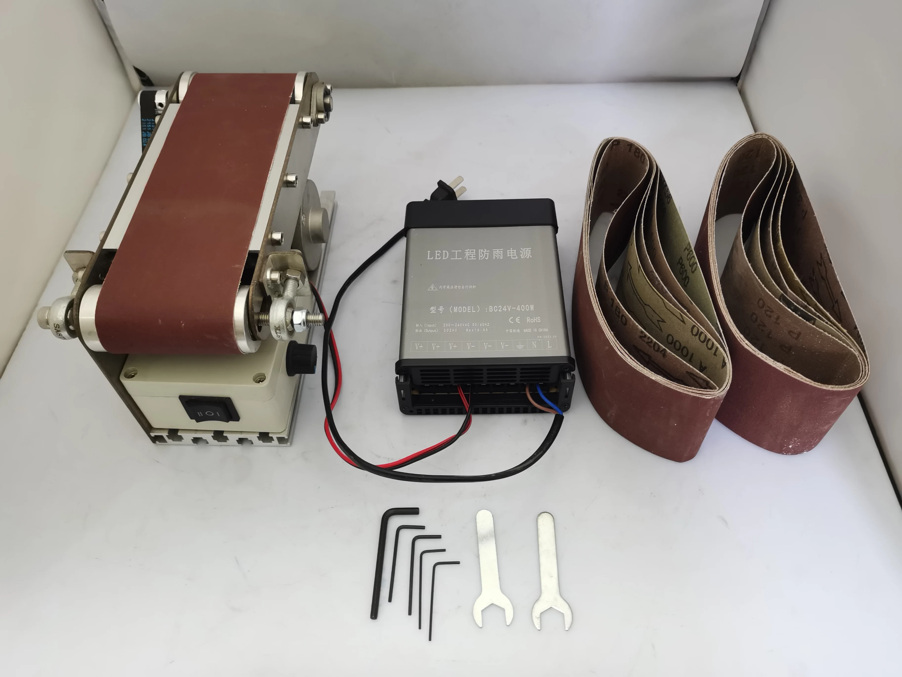 Model 75 desktop industrial grade belt sander, miniature metal woodworking grinder, polishing machine, knife sharpener Home DIY
