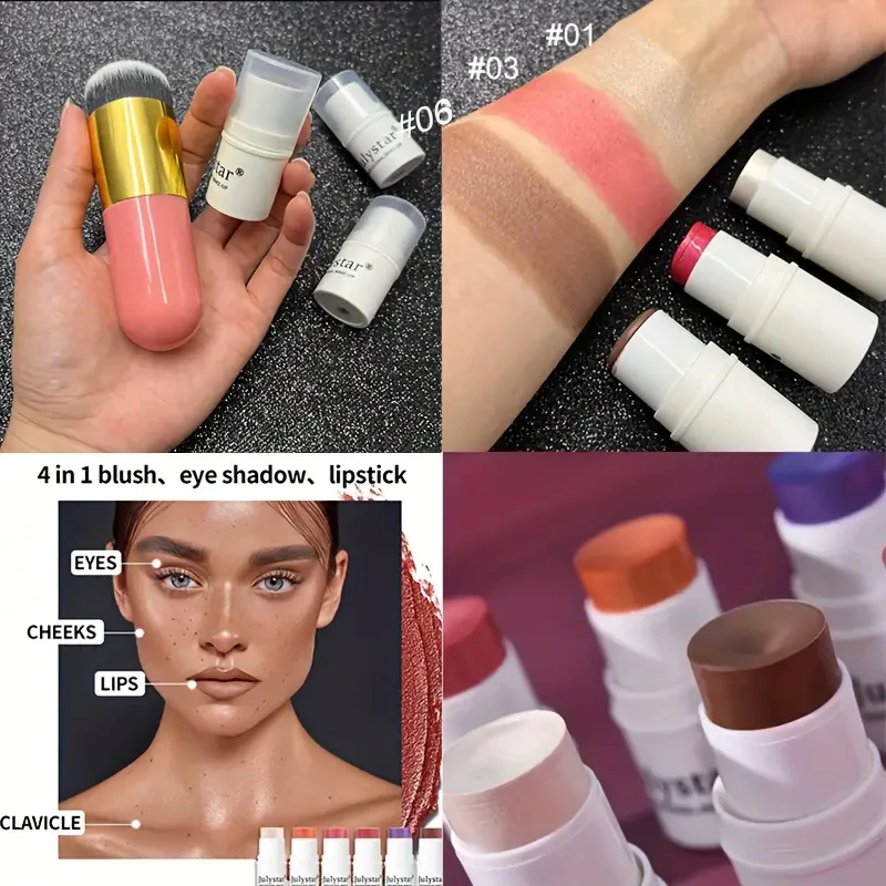Ultimate Cream Contour Makeup Kit-Seamless Blending with Highlighter Blush Buildable Lasting Contour Sticks Blush Makeup 4pcs
