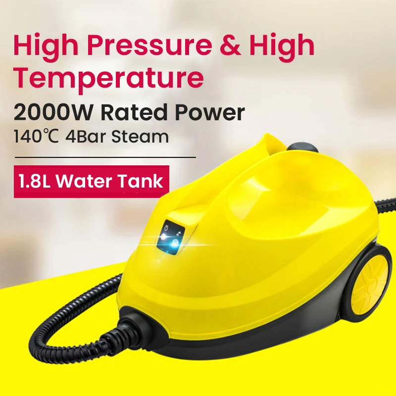

Household 2000W Steam Cleaner High Pressure &Temperature Steam Sterilization 1.8L Water Tank for Window Floor kitchen Ventilator