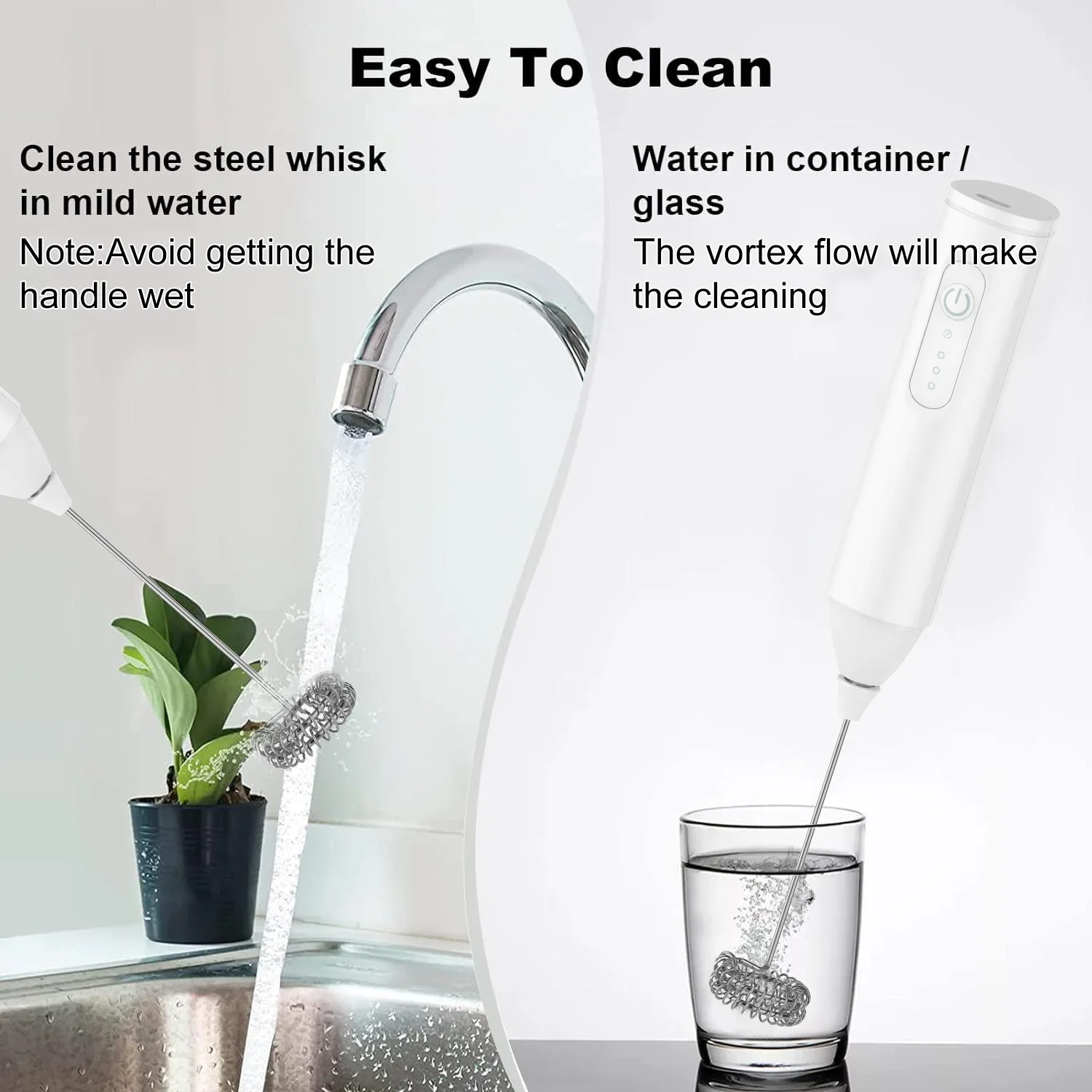 MINI Milk Frother USB Rechargeable 3 Speeds Foam Maker Coffee Whisk Mixer Electric Handle Blender Egg Beater 5
