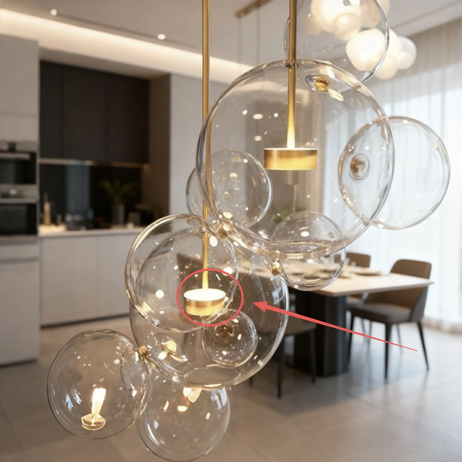 샹들리에 LED 통합 램프 헤드 전구 램프 보드(내장형 정전류 드라이버 포함) 2미터 라인 220볼트