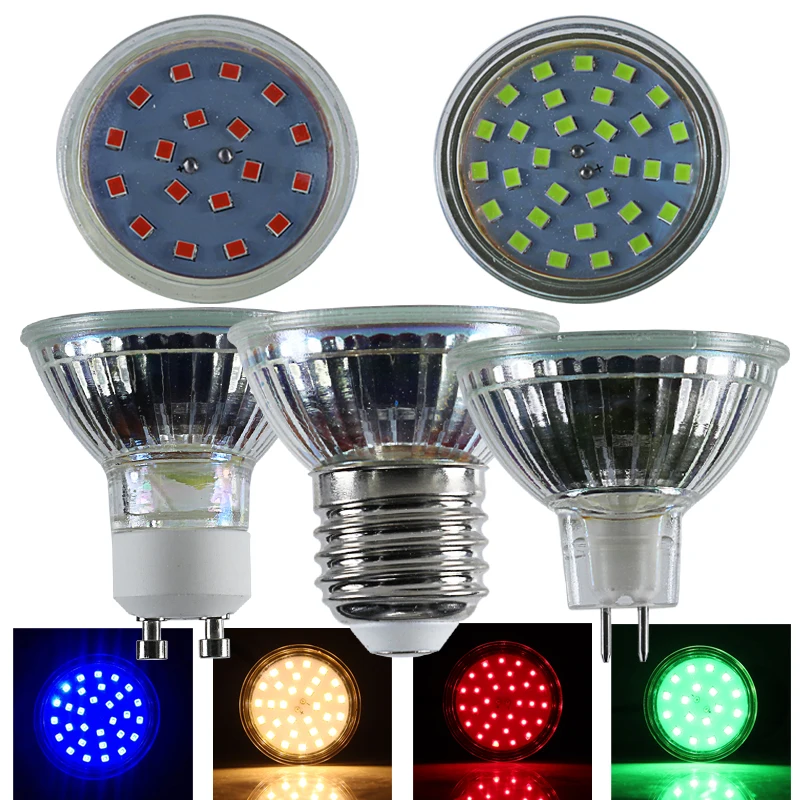 Ampoul Led Spotlight E27 GU10 MR16 5W RGB Super Glass Cup Light 12V 24V 36V 48V 60V 110v 220V Home Ceiling Downlight Lamp 12Volt