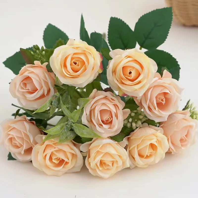 Artificial Plants Artificial Flowers Artificial Rose Artificial Flower Bouquet Artificial Flower 10 Heads Rose Bouquet Artificial Western Rose Wedding Decoration 6 Colors Peonies Fake