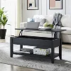 Lift Top Coffee Table with Storage Shelf, Black wood finish 1