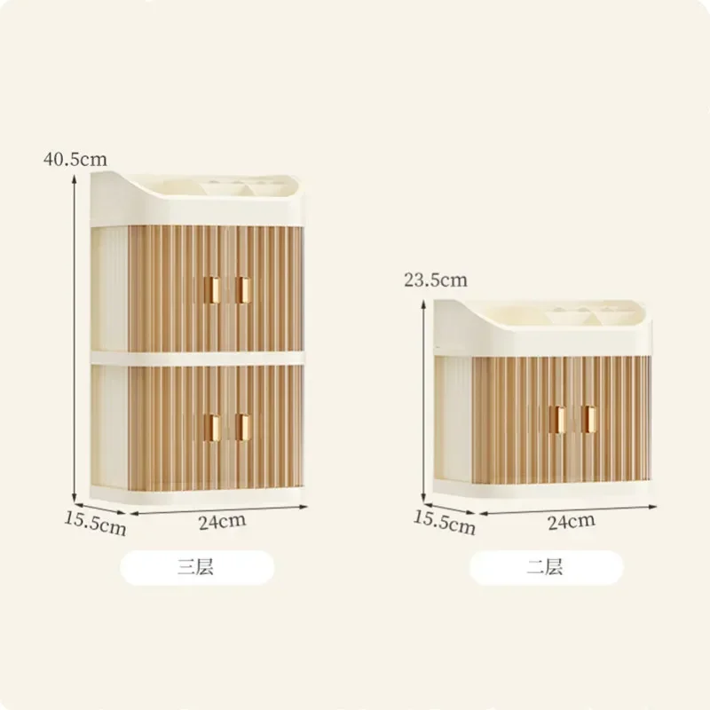 Dust-proof Makeup Organizer Luxury Lipstick Storage Double Door Make Up Multi-storey Transparent Cosmetic Bathroom Organization 3