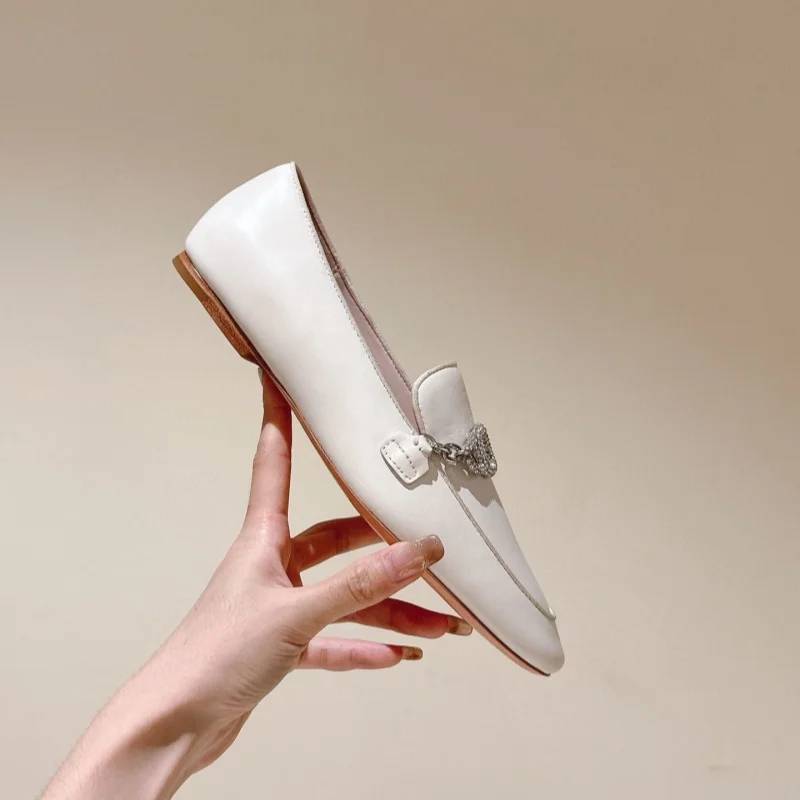 

Casual Designer Fashion Women Shoes Office Lady Black Leather Round Toe Crystal Buckle Slip On Pumps Prom Evening Shoes