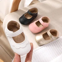 Baby Girls Shoes Fashion Solid Color Leather Flower Princess Soft Rubber Sole Non-Slip Casual Toddler First Walker 1