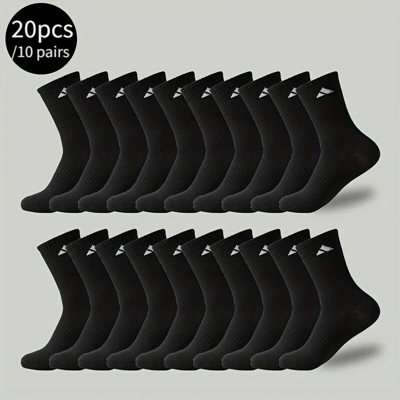 Calcetines deportivos para hombre 20 piezas/10 pares, calcetines deportivos transpirables blancos y negros, calcetines c