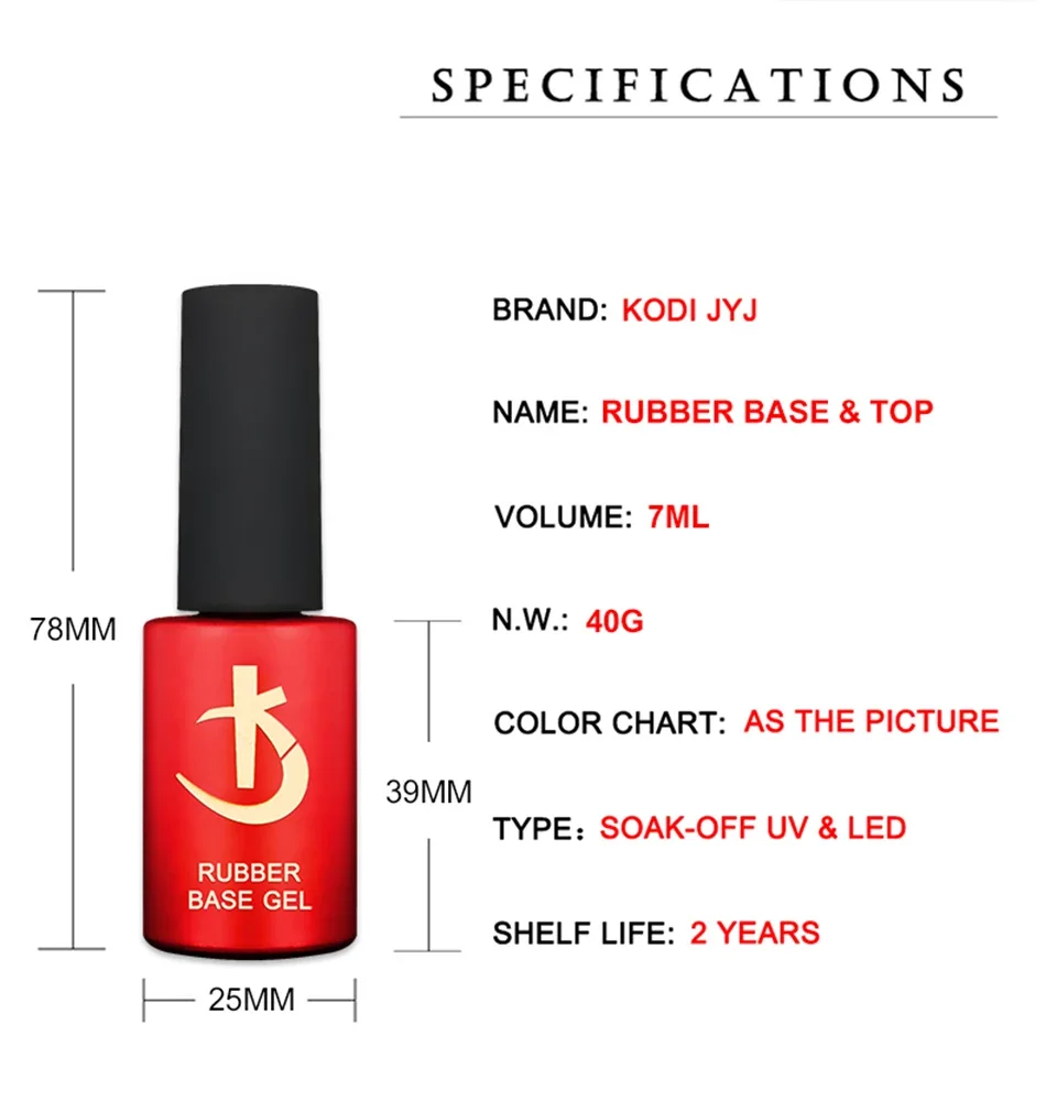 Description Picture 2 of itemKODI JYJ Latest Thick Nail Base Coat 7ml Gel Varnish for Nail Manicure Semipermanent Rubber Base and Top Gel Nail Polish Gellak