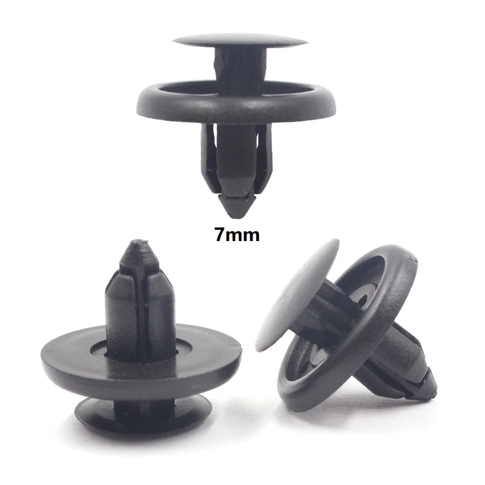 20100PcsPushinFits7mmHoleNylonBumperFenderHoodRetainerClips