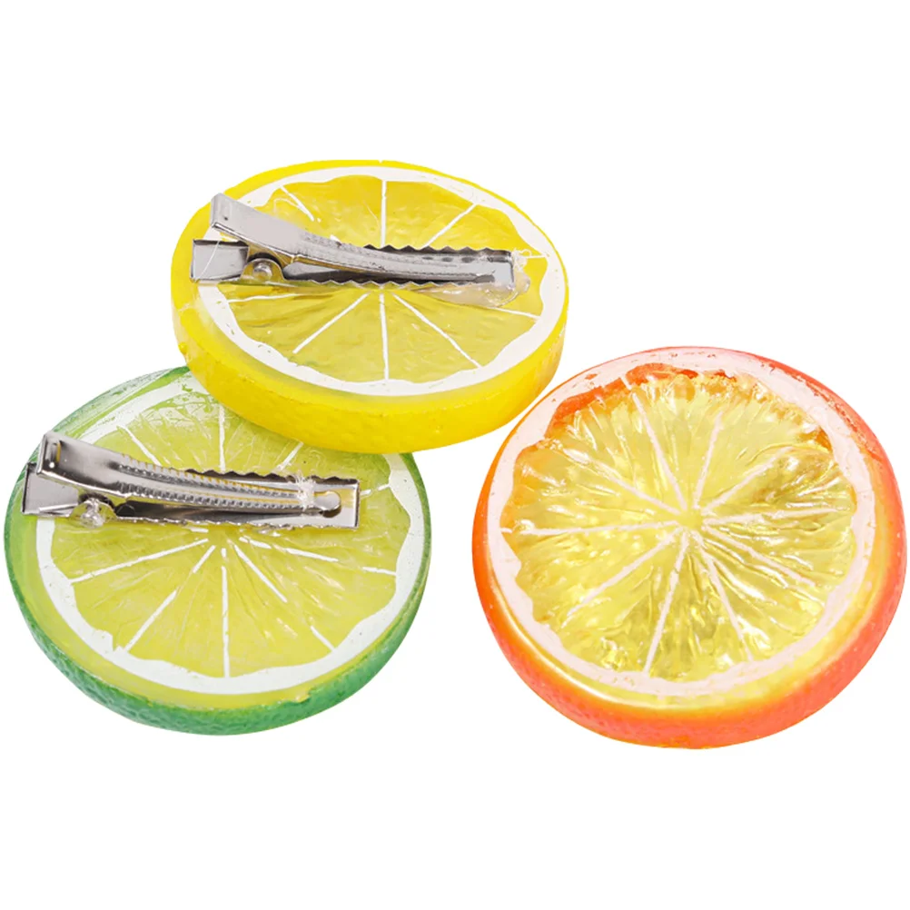 

3 Pcs Simulation Lemon Hair Clip Barrettes for Girls Clips Creative Novelty Hairpins Kids Funny Cartoon French