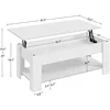Raised top coffee table with hidden compartment and storage shelf, adjustable tabletop dining table, white, 47.5 "L 3