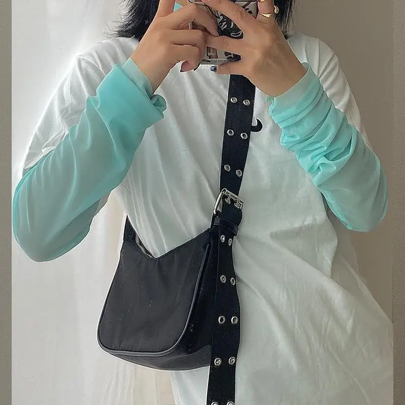 Crossbody Bag For Women Black Waterproof Nylon Casual Shoulder Underarm Handbag